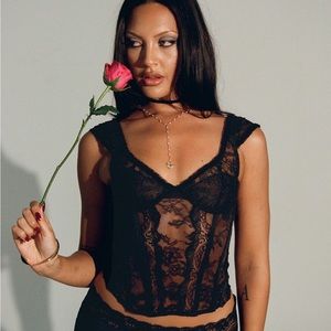 Some Like it Hot Lace Corset Oynx